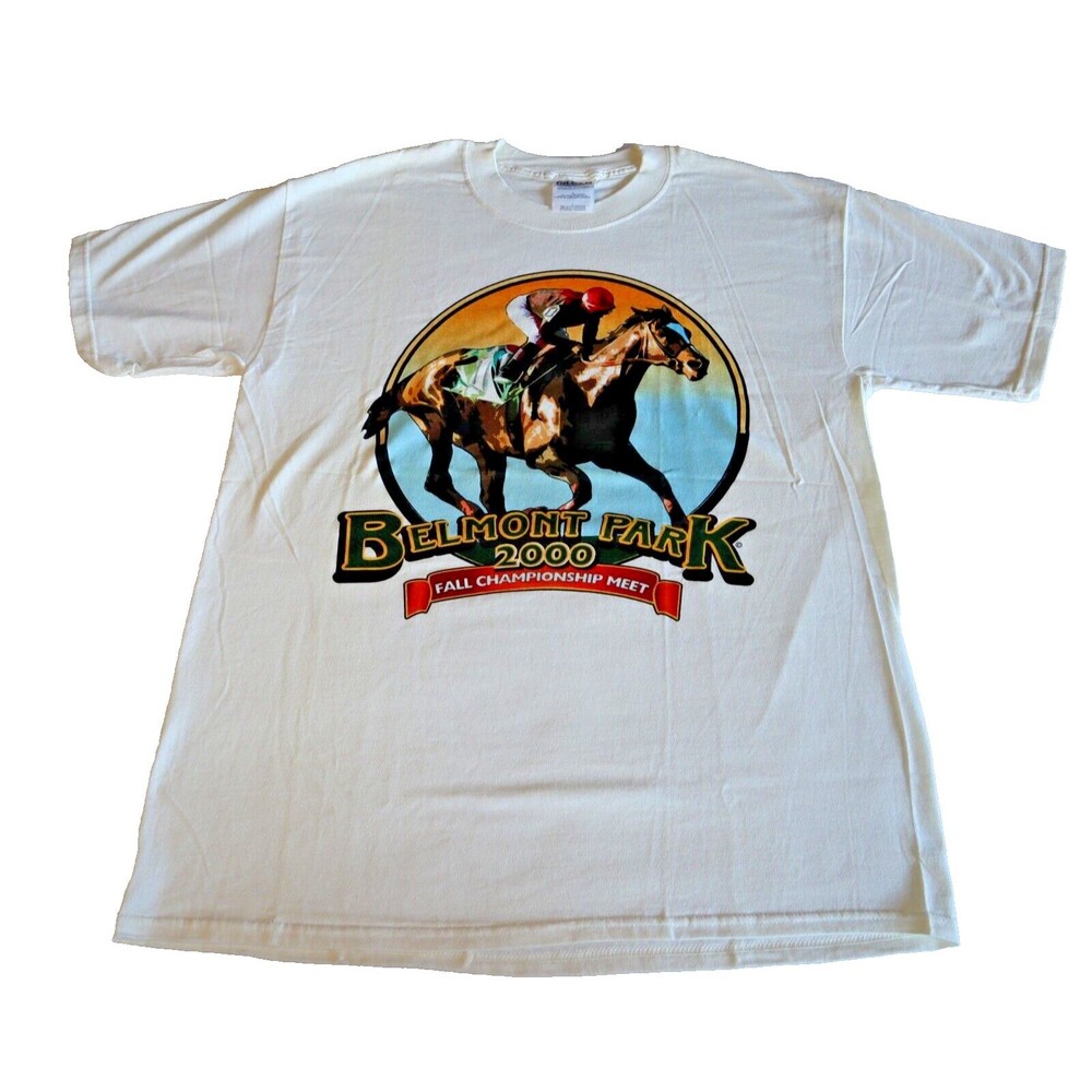 Vintage BELMONT PARK 2000 "Fall Championship Meet" Horse Racing T-Shirt Size L